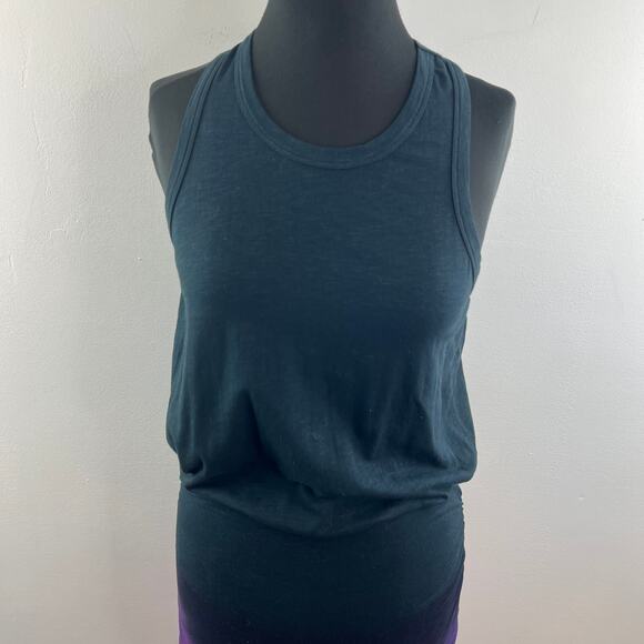 SUNDRY Blue Pink Purple Gradient Dress Cotton Tie Dye Ribbed Crew Pullover Sz 1 - Picture 2 of 9